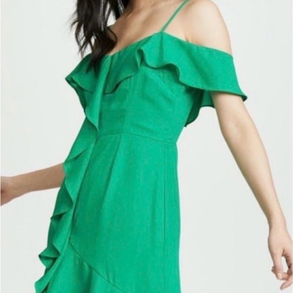BB Dakota RSVP Green Off-Shoulder Ruffle Dress